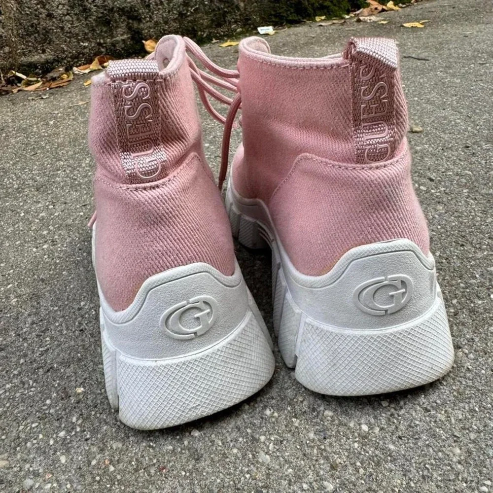Guess Hedya Pink Ankle Boot Women's‎ Size 6 Combat Lace Up Pastel Punk Shoes
